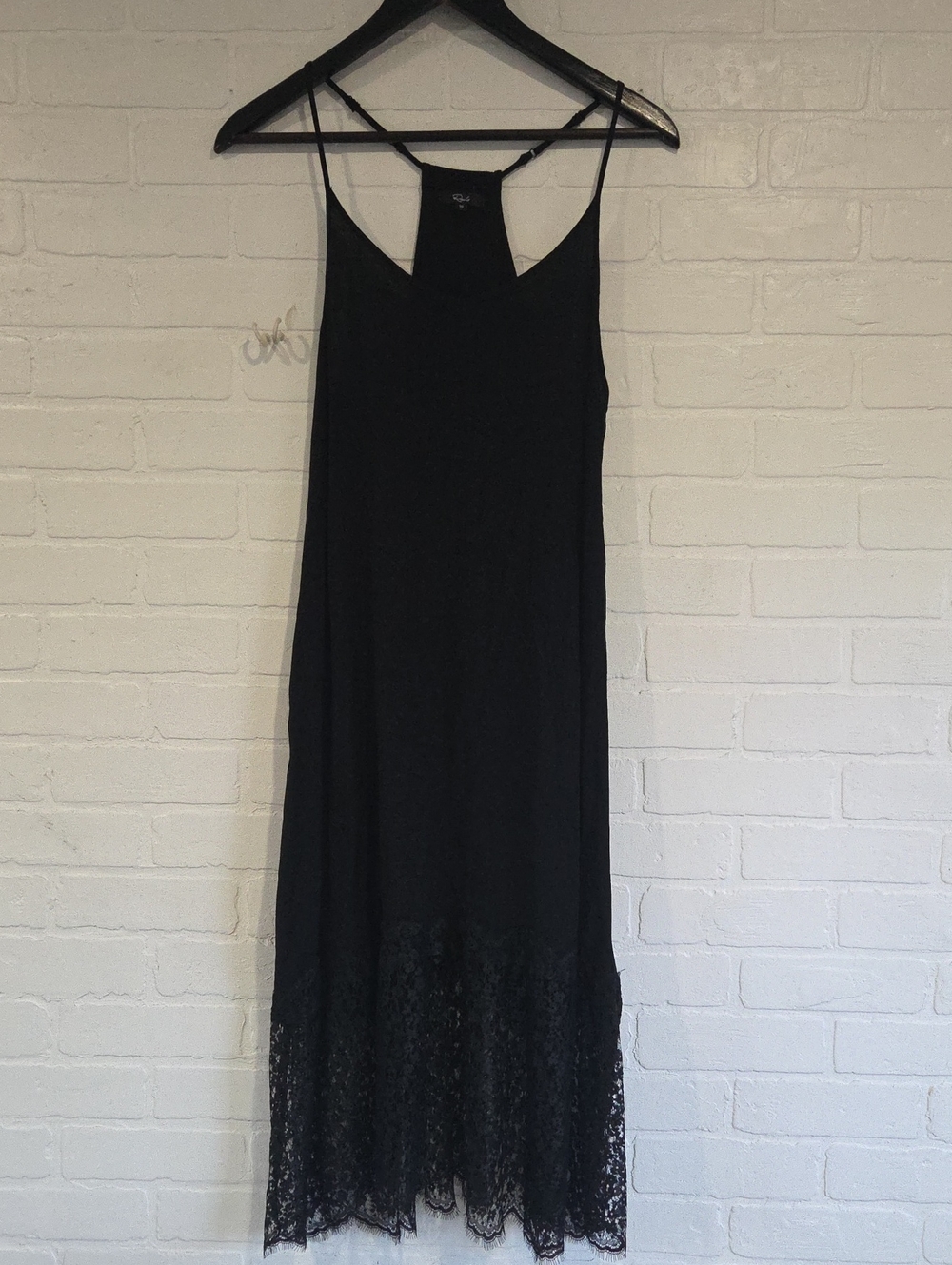 Rails Black Lace-Hem Maxi Slip Dress